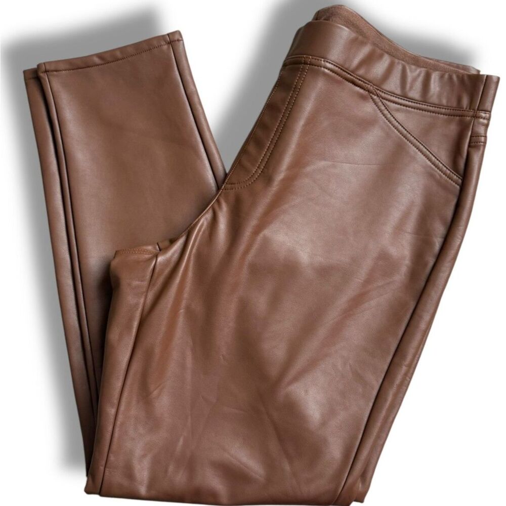 J.Jill Faux Leather Pull-On Pants Hickory Brown Size Large NWT